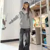 Sudadera con capucha gris de tres rayas estilo retro americano para mujer, nuevo modelo primavera y otoño 2026, chaqueta cárdigan estudiantil de corte holgado