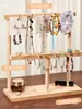 Soporte de joyería creativo, organizador de escritorio de madera maciza para llaves y accesorios, expositor de collares, estante de almacenamiento, organizador multifuncional para entrada con ganchos