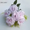 Rosas de Perfume Artificiais de 7 Cabeças Transfronteiriças, Rosas Artificiais para Decoração de Casamento, Flores Artificiais, Buquês, Paredes de Flores, Fileiras de Flores