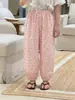 Pantalones de Verano 2026 Estilo Nuevo para Niñas Holgados Finos Florales Anti-Mosquitos Pantalones Linterna Casuales para Exteriores Pantalones Largos Curvos Pantalones para el Hogar