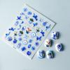 Pegatina de Arte para Uñas Estilo Chino 5D Estéreo Impermeable Azul y Blanco Porcelana Pegatina para Uñas Calcomanía Decorativa Grulla Longevidad Pino