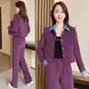 Conjunto de Jaqueta Casual Elegante de Manga Longa Feminino 2026 Outono e Inverno Veludo Cotelê Estiloso Redutor de Idade Slim Fit Conjunto de Duas Peças