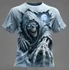 Camiseta de manga corta moderna estilo americano, camiseta de verano casual de alta gama con estampado de calaveras, cuello redondo, para hombre