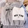 Sudadera con capucha retro estilo americano, estampado de letras, longitud media, casual, holgada, versátil, manga larga, para mujer, otoño