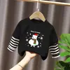 G2202# camiseta de manga larga para niños algodón falso dos niños otoño nuevo bebé primavera y otoño ropa para niños niñas
