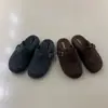 Tamancos Estilo Birkenstock Quentes, com Solado Grosso e Forro de Lã, Bico Fechado, Mocassins Femininos Meio de Calçar, Versáteis para Outono e Inverno 2026, Calçados Casuais de Calçar