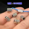Prata Esterlina s925 Seis Caracteres Mantra Furo Grande Contas Separadas Hexagonais Cilíndricas Corda de Mão Trançada Pulseira Acessórios DIY Feitos à Mão