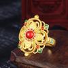 Anel Baoxinghua com Artesanato Antigo em Ouro Fio Matte Desenho Fio Banhado a Ouro Real 24k Anel Feminino Ouro Duro Anel de Boca Viva