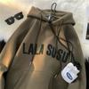 Sudadera informal con capucha y forro polar de marca de moda para hombre, estilo retro, holgado, combinable con todo, estilo juvenil.