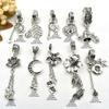 Colgante de Borla de Plata Antigua Loto Elefante Luna Flor Suerte Nafu Cristal Pulsera Pulsera Collar Accesorios
