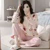 Pijama Estilo Primavera Otoño Mujer 2026 Nuevo Dibujos Animados Lindo Manga Larga Holgado Invierno Conjunto para Estar en Casa Estilo Delgado Se Puede Usar Afuera
