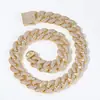 Colar de corrente cubana com diamantes completos de hip-hop para homens, corrente cravejada de zircônia com diamantes de três fileiras 18mm, joias de cross-border, atacado de corrente tennis