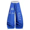 Calça Scimitar para Paraquedista com Estampa de Letra Manuscrita Digital Starburst para Homens, Novo Estilo de Primavera Calça Longa Casual Solta de Perna Larga para Mulheres, Tendência