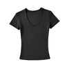 Camiseta de Color Sólido de Manga Corta con Cuello en U Estilo Puro Deseo Tencel Verano 2026 Nuevo Versátil Ajustado Simple Top Básico