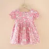 Vestido de Algodón Nuevo para Niñas Primavera y Verano 2021 Estampado de Mariposa Rosa Estilo Coreano Vestido Floral
