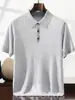 26 Estilo Fino de Verão 100% Lã Fina Camisa Polo Masculina de Manga Curta Camiseta de Fio Yangzi Gola Polo Casual