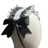 Faixa de Cabelo de Renda com Laço Estilo Soft Girl Japonês Retrô Francês Lolita Doce Versátil Acessório de Cabeça de Empregada Acessório de Cabelo Lolita