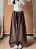 Calça Feminina de Outono 2026 Estilo Coreano Marrom Estilo Preguiçoso Cintura Alta Macia e Grudante Perna Larga Nova Casual Solta Emagrecedora Petite