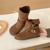 Botas Martin de Suela Gruesa para Aumentar Altura para Mujer 2026 Nuevo Estilo Otoño/Invierno Botas de Gamuza Adelgazantes Botas Cortas Estilo Occidental Botas Versátiles Plegables