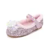 Zapatos de Princesa para Niñas Invierno Forrados de Felpa Elsa Zapatos de Cristal Zapatos Rosas de Suela Blanda Zapatos Planos de Cristal para Niñas Pequeñas