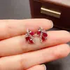 Brincos de Rubi Natural Transfronteiriços para Mulheres, Acessórios de Nicho de Luxo, Joias de Prata 925, Joias de Luxo 3*4, Vendas Diretas da Fábrica