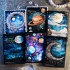 Día Hermoso Material Papel: Vigila la Serie del Cielo Estrellado - Papel de Fondo para Diario DIY del Cielo Estrellado con Fases Lunares, 30 Hojas, 6 Diseños