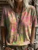 Camiseta feminina de gola redonda e manga curta, transfronteiriça Amazon Europeia e Americana 2026, estilosa e moderna com impressão digital 3D