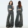 Jeans de Pierna Ancha Camuflados de Trabajo Estilo High Street Americano para Mujer 2026 Otoño Nueva Llegada Pantalones Camuflados Sueltos Petite