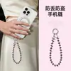 Colgante de Cadena para Teléfono de Disco Redondo Exquisito de Gama Alta y Perla Cuadrada Pequeña, Nueva Cadena para Muñeca, Lanyard de Cristal de Lujo para Teléfono