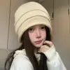 Gorro com cordão estilo coreano para mulheres, outono e inverno, chapéu de malha solto e versátil, chapéu à prova de frio e proteção para as orelhas para viagens ao ar livre para homens