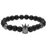 Moda Europea y Americana Piedra Ojo de Tigre Piedra Volcánica Ágata Micropavé Zircón Hip-Hop Rock Pareja Club Nocturno Pulsera de Cuentas Esmeriladas