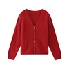 26 Otoño/Invierno Lujoso Suéter de Lana Cachemir Seda de Mora Cepillada Cardigan Abrigo de Punto Puyuan Cuello en V