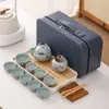 Horno Ru Caqui Ruyi Tetera de Mano Set de Té de Viaje con Tetera de Cerámica Agrietada Logo del Set de Té de Viaje Disponible