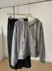 Moletom com capuz tamanho pequeno para mulheres, com camada externa de algodão forrada com fleece, cor sólida, caimento solto, estilo casual e design de zíper duplo, perfeito para o outono de 2023