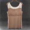 Venta al por mayor de chaleco de punto de seda para mujer, ropa exterior sin mangas de verano, camisa corta de encaje con tirantes, camisa interior holgada de verano