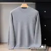 Suéter 100% cashmere puro para homens, gola alta discreta, novo suéter de malha outono e inverno 2026, camiseta de base