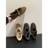 Sapatos Mary Jane Retrô Franceses, Sapatos de Pelúcia para Outono e Inverno, Sapatos Elegantes para a Noite, Novos Mocassins de Algodão, Sapatos Femininos de Solado Plano