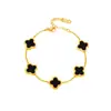 Pulseira Cruzada Europeia e Americana Banhada a Ouro 18K Trevo da Sorte de Quatro Folhas Pulseira de Aço Inoxidável Plana Feita à Mão Moda Feminina