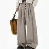 Pantalones rectos de rayas estilo americano, fluidos, para hombre, pantalones casuales versátiles de botones largos vintage con un aire de "dinero viejo", adecuados para parejas