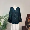 Blusa de Pintura al Óleo Floral Retro Estilo Chino Nuevo Zhi Li 2026 Verano Nuevo Estilo Nacional Manga de Linterna Top Cárdigan