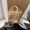 Design de Compartimento Único Externo Bolsa de Palha Trançada Bolsa de Palha Trançada Feminina Primavera e Verão 2025 Nova Bolsa Transversal Versátil Bolsa de Praia para Férias na Costa