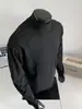 Outono e Primavera Fleece Dupla Face Tamanho Grande Estilo Americano Patchwork Desconstruído Camada Base Gola Alta Tendência Moletom Ombro Acolchoado Manga Longa Masculino