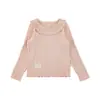 Camiseta de Manga Larga con Cuello Fruncido para Niña Wulibu Yi, Camiseta Básica Dulce Estilo Coreano, Nuevo Conjunto de Otoño 2026 para Niñas Pequeñas