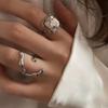 Joyería Ins Juego de Anillos Brillantes Anillos Abiertos Geométricos Exagerados para Mujer Estilo Europeo y Americano de Gama Alta de Nicho Transfronterizo