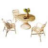 Mesa Redonda de Ratán y Cristal Estilo Nórdico para Sala de Estar Mesa de Comedor Totalmente de Ratán Estilo Ins para Apartamento Pequeño Mesa y Sillas de Comedor Domésticas Simples