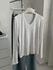 Elegante camiseta de manga larga de doble capa con cuello en U de lana Tencel para mujer, otoño e invierno 2026, capa base suave y amigable con la piel