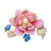 Nuevo Broche de Flor de Peonía Fugui para Mujer Elegante Esmalte Pintado a Mano Perla Corsage Vestido Cheongsam Pines Venta al por Mayor