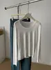 Camiseta Adelgazante de Manga Larga de Tencel y Lino con Cuello en U para Mujer, ¡Camiseta Fina de Principios de Otoño! Camiseta Básica de Color Sólido