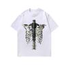 Camisetas Casuales Holgadas de Manga Corta para Hombre y Mujer, Estilo Americano Oscuro de Calavera, Lavado Pesado, Cuello Redondo, Tops de Pareja