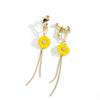 Aretes de Borla de Flor de Margarita Fresca y Dulce para Mujer 2024 Nuevos de Moda Aguja de Plata 925 Celebridad de Internet Aretes Largos de Moda